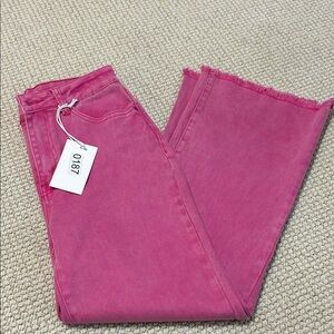 Deana Pink Crop Frayed Jeans Small NWT